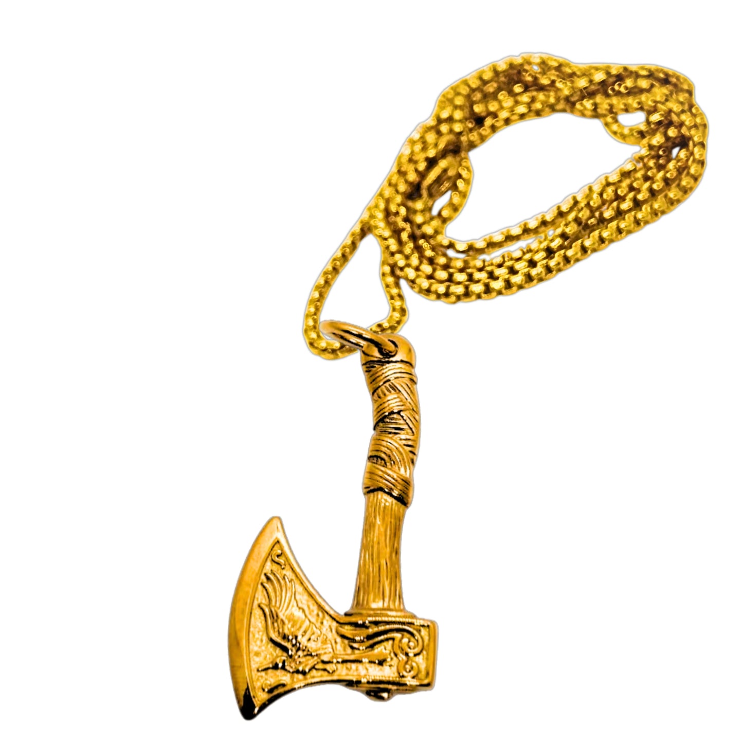 Viking Axe Pendant PN-008 | Gold Steel Necklace - Overpowered Accessories | Egypt