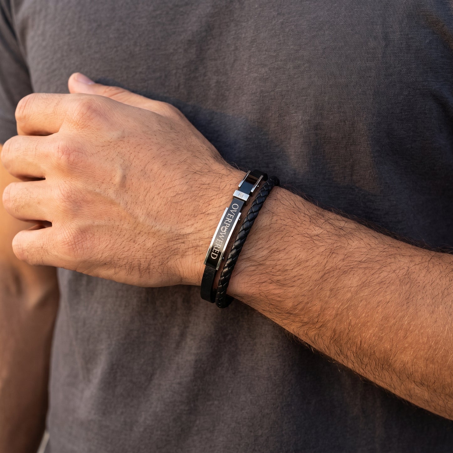 Premium Black Leather with Micro Zircon - B-180 | Men's - Overpowered Accessories