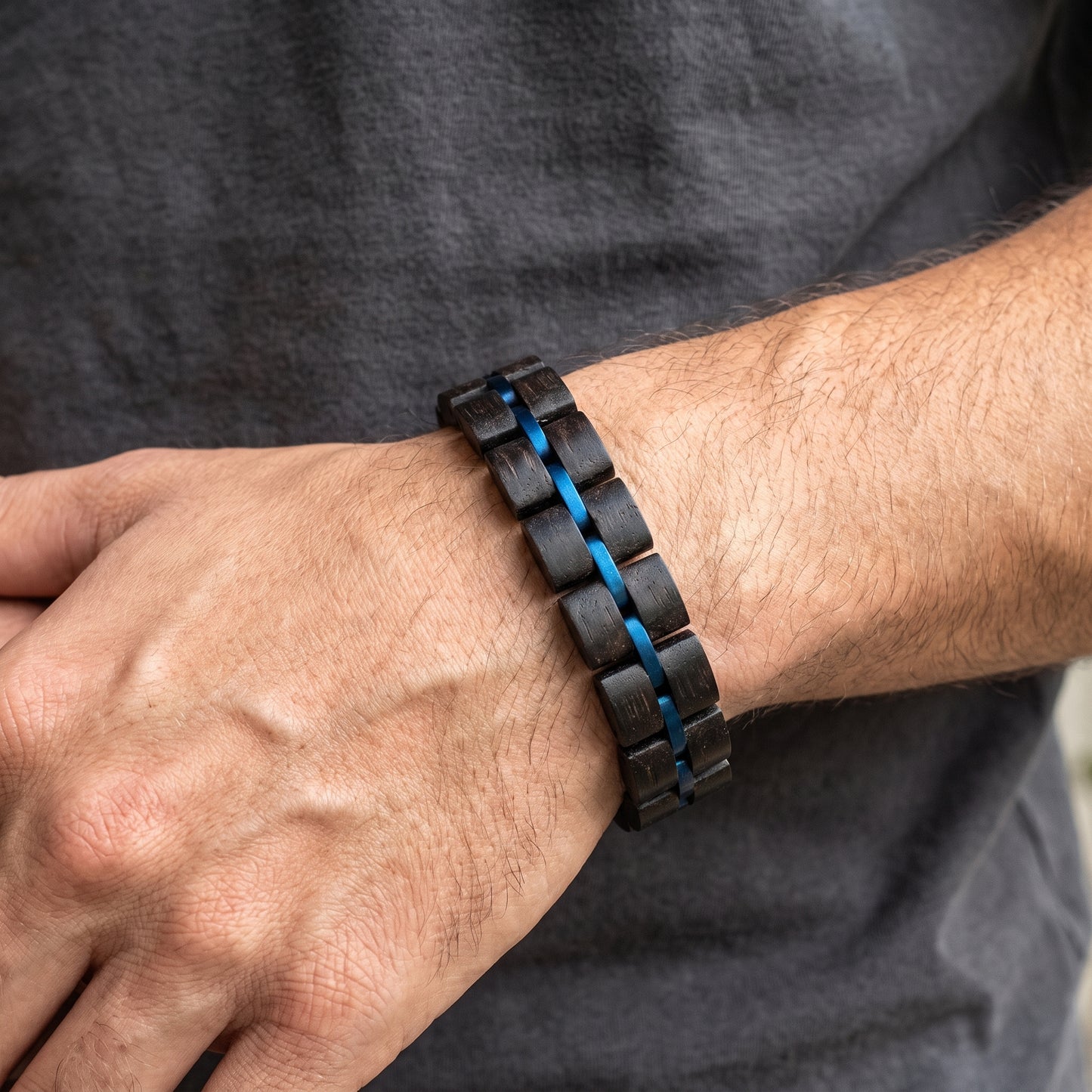 Premium Handmade Natural Ebony Wood Bracelet - B-66 | Men's - Overpowered Accessories